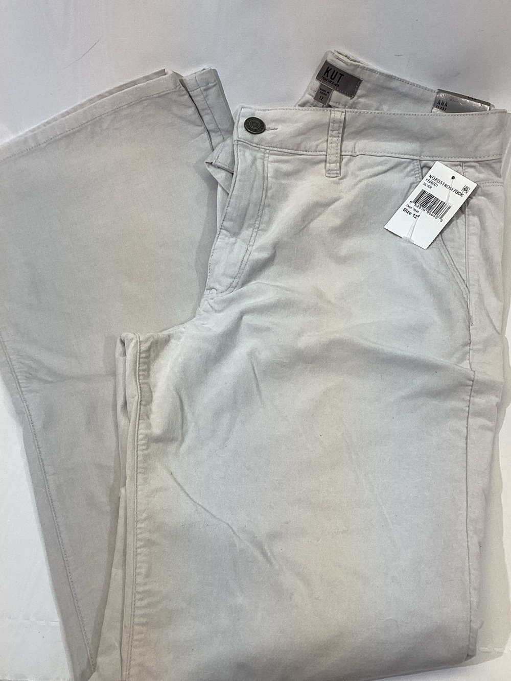 Kut from the Cloth "Ana" Velvet Flare Jeans Silver Gray NWT Size 12 High Rise